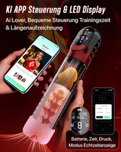 Laden Sie das Bild in den Galerie-Viewer, 4-in-1 Penispumpe Sex Spielzeug für die Männer Masturbator, APP Manuell &amp; Automatisch Elektrische Vakuumpumpe mit 4 Trainingsmodi &amp; 8 Saugstufen Masturbieren für Männer, Penis Pumpe mit 6 Penisring