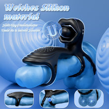 Laden Sie das Bild in den Galerie-Viewer, 4-in-1 Penis vibrationsring mit 9 Vibrationsmodi 360° Kopfschütteln und Leckzunge 3 Ring Bondage Cockringe für männer Silikon Erotische sexspielzeug Penisring Extrem Sex Spielzeug für die Paare