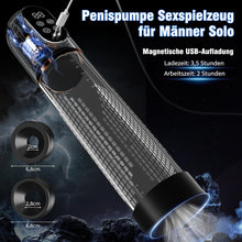 Laden Sie das Bild in den Galerie-Viewer, Penispumpe für Penisvergrößerung Sex Spielzeug für die Männer, Elektrische Penis Vakuumpumpe mit Taschenmuschi 4 + 3 Saugstufen, IPX7 100% Wasserdicht Erektion Masturbator mit 2 Silikonhülsen