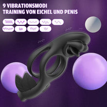 Laden Sie das Bild in den Galerie-Viewer, Penisring Vibrator für Paare Cock Ringe mit 9 Vibrationsmodi für die gleichzeitige Stimulation von Klitoris und Hoden Dual Cockring Massagegerät Silikon Sexspielzeug für Männer und Frauen