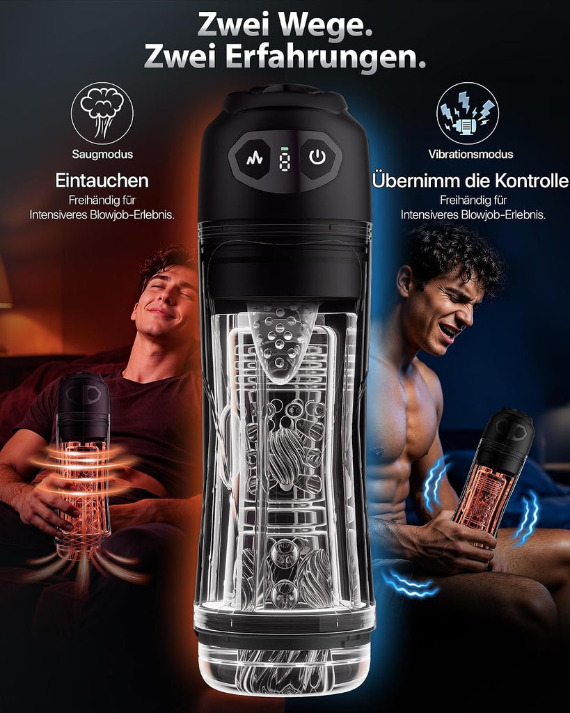 Masturbieren für Männer 7 Saug- & Vibrationsmodi Masturbator 18,03 cm Tiefe, KI Sex Spielzeug für die Männer, Elektrische Masturbatoren Druckregelung Penispumpe, Taschenmuschi mit Handyhalter Sex Toys