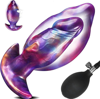 Aufblasbar Analplug Anal Dildo Butt Plug mit Pumpe BDSM Extrem Inflatable Anal Plug Analdildo Analtoy Analdehner Monster Dildo XXL Silikon Groß Dick für Männer Frauen
