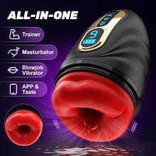 Laden Sie das Bild in den Galerie-Viewer, Elektrischer Masturbator Masturbieren für Männer 9 Vibration, Penistrainer App-steuerung mit Heizstab, Sex Spielzeug für die Männer Solo Masturbatoren Oral Vibrator Penis Sexspielzeug