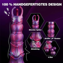 Laden Sie das Bild in den Galerie-Viewer, 27cm Monster Ovipositor XXL Dildo mit 4 Silikoneiern Alien Dragon Dildo | Fantasy Knot Dildo groß Anal Plug, Analdildos BDSM Analspielzeug Dildoschwanz für Männer Frauen Paare Gay
