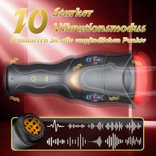 Laden Sie das Bild in den Galerie-Viewer, Elektrischer Masturbator für Männer Solo Multifunktionales Sexspielzeug mit 10 Vibrationsmodi &amp; 5 Druckmodi IPX6 Wasserdicht Silikon Taschenmuschi 3D Stimulation Masturbatoren USB-Aufladung