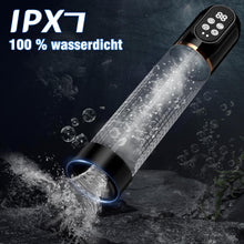 Laden Sie das Bild in den Galerie-Viewer, Penispumpe für Penisvergrößerung Sex Spielzeug für die Männer, Elektrische Penis Vakuumpumpe mit Taschenmuschi 4 + 3 Saugstufen, IPX7 100% Wasserdicht Erektion Masturbator mit 2 Silikonhülsen