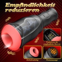 Laden Sie das Bild in den Galerie-Viewer, Elektrischer Masturbator für Männer Solo Multifunktionales Sexspielzeug mit 10 Vibrationsmodi &amp; 5 Druckmodi IPX6 Wasserdicht Silikon Taschenmuschi 3D Stimulation Masturbatoren USB-Aufladung