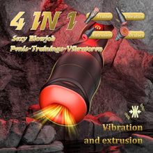Laden Sie das Bild in den Galerie-Viewer, Elektrischer Masturbator für Männer Solo Multifunktionales Sexspielzeug mit 10 Vibrationsmodi &amp; 5 Druckmodi IPX6 Wasserdicht Silikon Taschenmuschi 3D Stimulation Masturbatoren USB-Aufladung