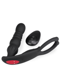 Laden Sie das Bild in den Galerie-Viewer, Analplug mit Hoden-Massager und Vibrations- und Stoßfunktion Ode