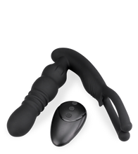 Laden Sie das Bild in den Galerie-Viewer, Analplug mit Hoden-Massager und Vibrations- und Stoßfunktion Ode