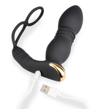 Laden Sie das Bild in den Galerie-Viewer, Analplug mit Stoßfunktion, Vibration und Cockringen Luck