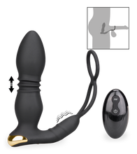 Laden Sie das Bild in den Galerie-Viewer, Analplug mit Stoßfunktion, Vibration und Cockringen Luck