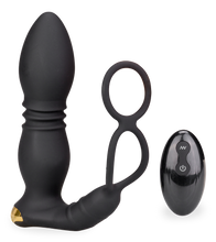 Laden Sie das Bild in den Galerie-Viewer, Analplug mit Stoßfunktion, Vibration und Cockringen Luck