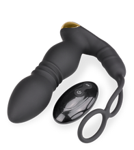 Laden Sie das Bild in den Galerie-Viewer, Analplug mit Stoßfunktion, Vibration und Cockringen Luck