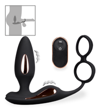Laden Sie das Bild in den Galerie-Viewer, Analplug mit Vibration und Doppel-Cockring Domino