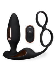 Laden Sie das Bild in den Galerie-Viewer, Analplug mit Vibration und Doppel-Cockring Domino