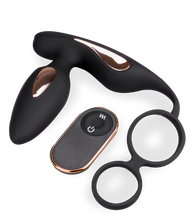 Laden Sie das Bild in den Galerie-Viewer, Analplug mit Vibration und Doppel-Cockring Domino