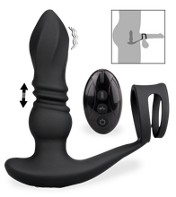 Laden Sie das Bild in den Galerie-Viewer, Analplug mit Vibrations- und Stoßfunktion und Doppel-Cockring Toronto