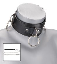 Laden Sie das Bild in den Galerie-Viewer, BDSM-Halsband mit 3 O-Ringen und Leine
