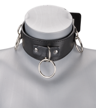 Laden Sie das Bild in den Galerie-Viewer, BDSM-Halsband mit 3 O-Ringen und Leine
