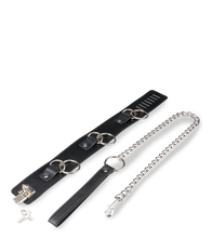 Laden Sie das Bild in den Galerie-Viewer, BDSM-Halsband mit 3 O-Ringen und Leine