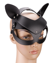 Laden Sie das Bild in den Galerie-Viewer, BDSM-Katzenmaske aus Kunstleder mit Strass