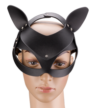 Laden Sie das Bild in den Galerie-Viewer, BDSM-Katzenmaske aus Kunstleder mit Strass