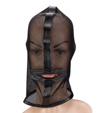 Laden Sie das Bild in den Galerie-Viewer, BDSM-Kopfhaube aus Netzstoff mit Mund-Öffnung