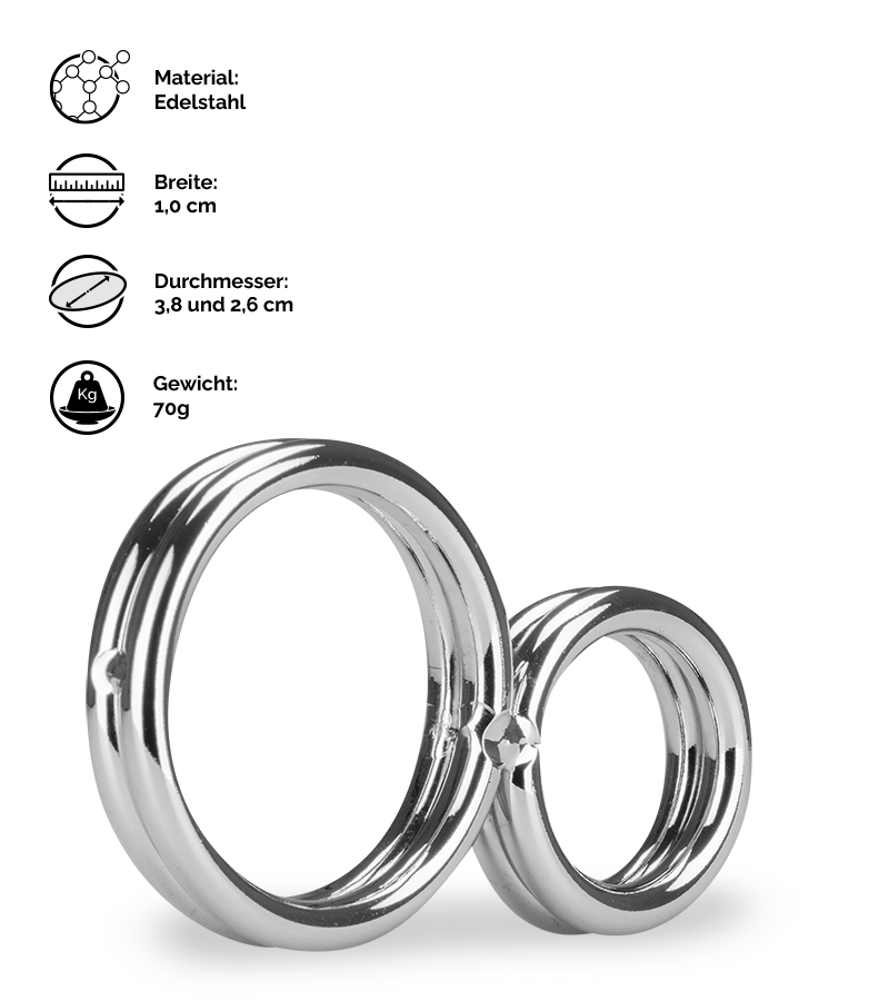 Doppelter Edelstahl-Penisring Eight