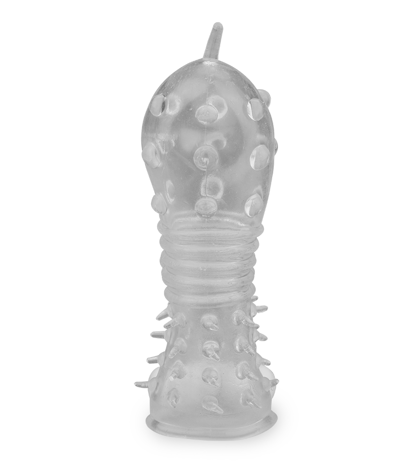 Durchsichtige Vibro-Penishülle mit Noppen