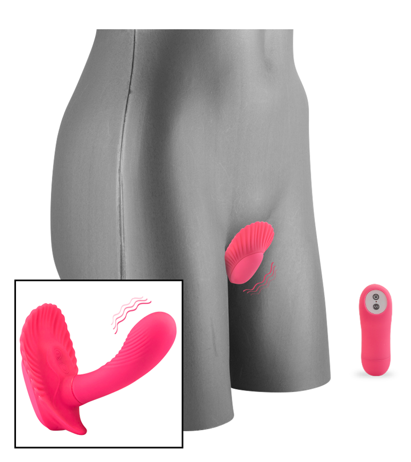 Ferngesteuerte Vibro-Muschel mit großem Innendildo