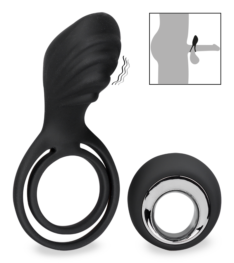 Ferngesteuerter Vibrator mit Penis- und Hodenring für Paare