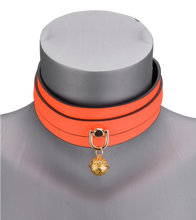 Laden Sie das Bild in den Galerie-Viewer, Fluoreszierendes Halsband mit Leine in Orange