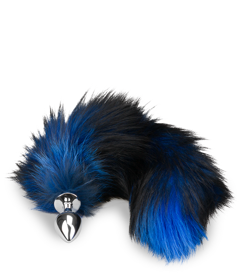 Foxtail-Analplug in Schwarz und Blau