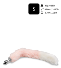 Laden Sie das Bild in den Galerie-Viewer, Foxtail-Buttplug aus rosa-weißem Kunstfell