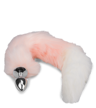 Laden Sie das Bild in den Galerie-Viewer, Foxtail-Buttplug aus rosa-weißem Kunstfell