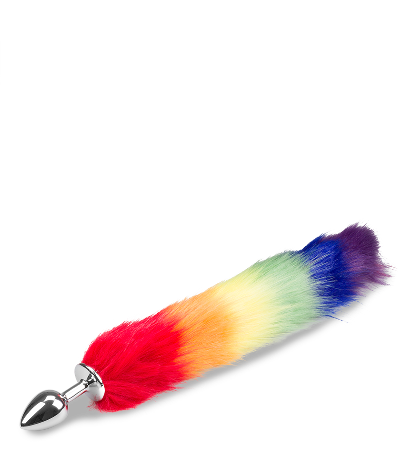 Fuchsschwanz-Plug in Regenbogenfarben Pride