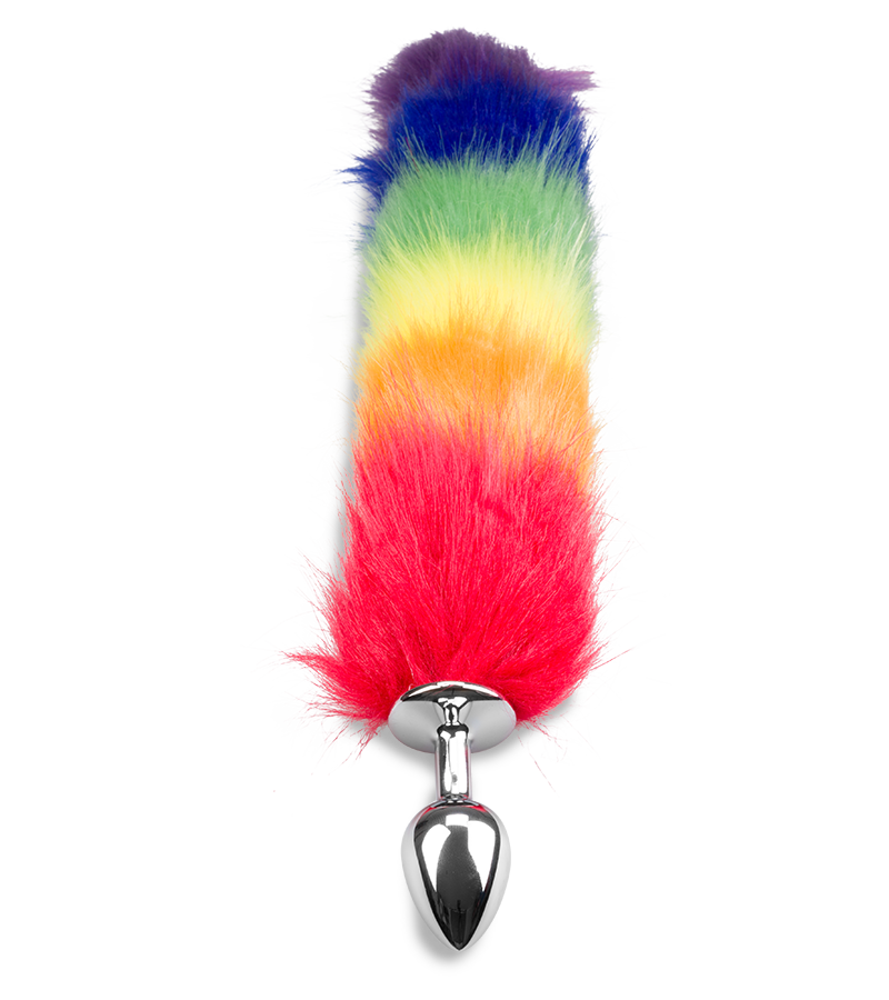 Fuchsschwanz-Plug in Regenbogenfarben Pride