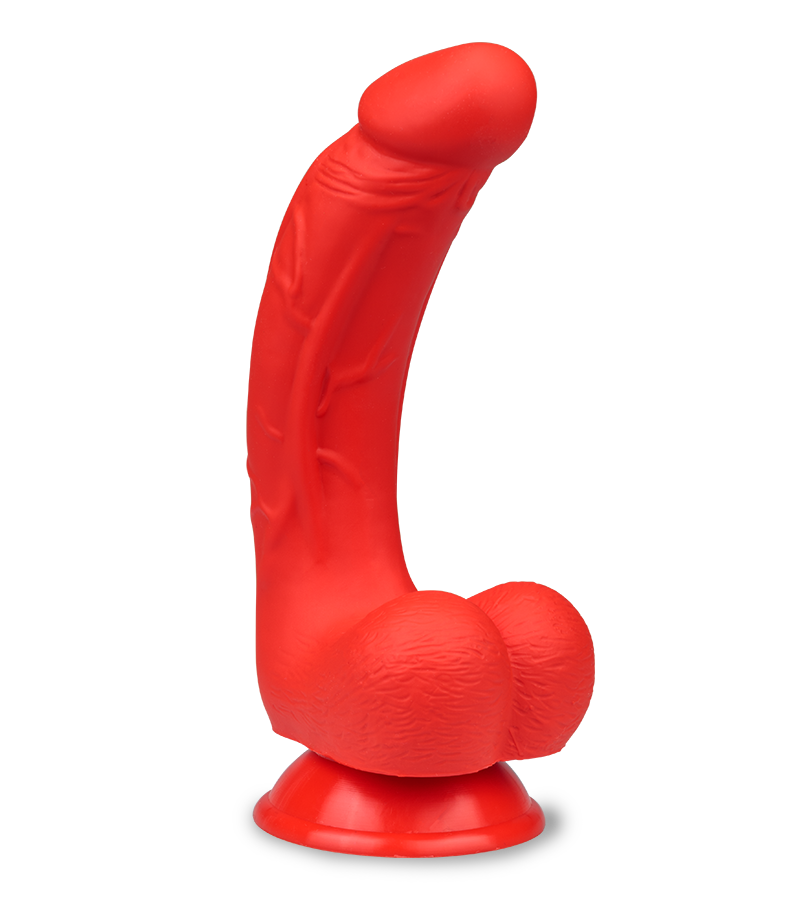 Gebogener Silikon-Dildo mit Saugnapf