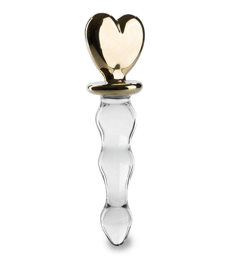 Glasdildo Golden Heart