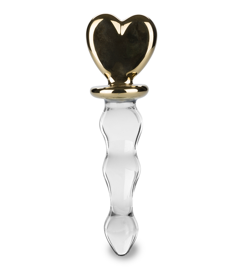 Glasdildo Golden Heart