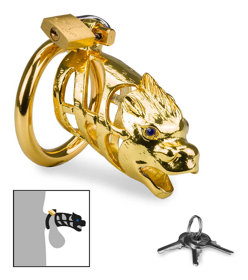 Goldfarbener Peniskäfig chinesisches Sternzeichen Drache