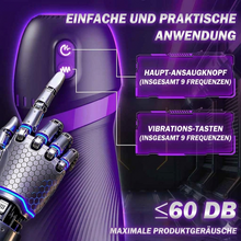 Laden Sie das Bild in den Galerie-Viewer, ultrarealistische Vaginette mit 9 Vibrations- und Saugmodi, freihändiger Masturbator für Männer, Sexspielzeug mit App-Steuerung, 3D-Vibration