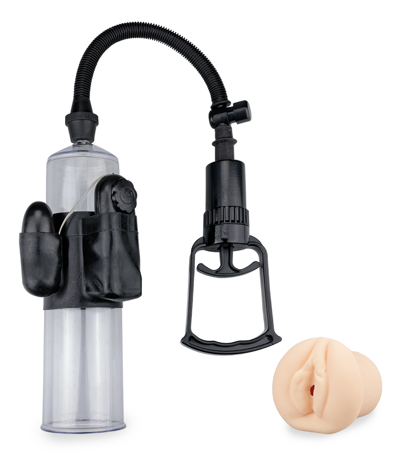 Penispumpe mit Vibration und Vagina-Manschette