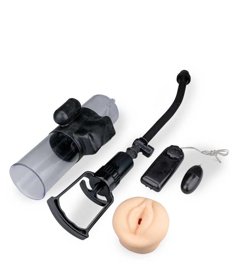 Penispumpe mit Vibration und Vagina-Manschette