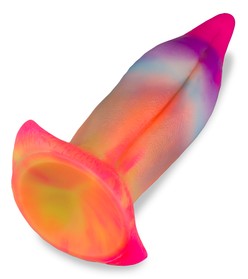 Phosphoreszierender Saugnapf-Dildo aus Silikon Zunge