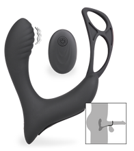 Laden Sie das Bild in den Galerie-Viewer, Prostata-Massagegerät mit Vibration und Doppel-Cockring Pro P