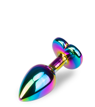 Laden Sie das Bild in den Galerie-Viewer, Regenbogenfarbener Rosebud in Herzform S
