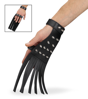 Riemen-Handschuh aus Kunstleder mit Stacheln