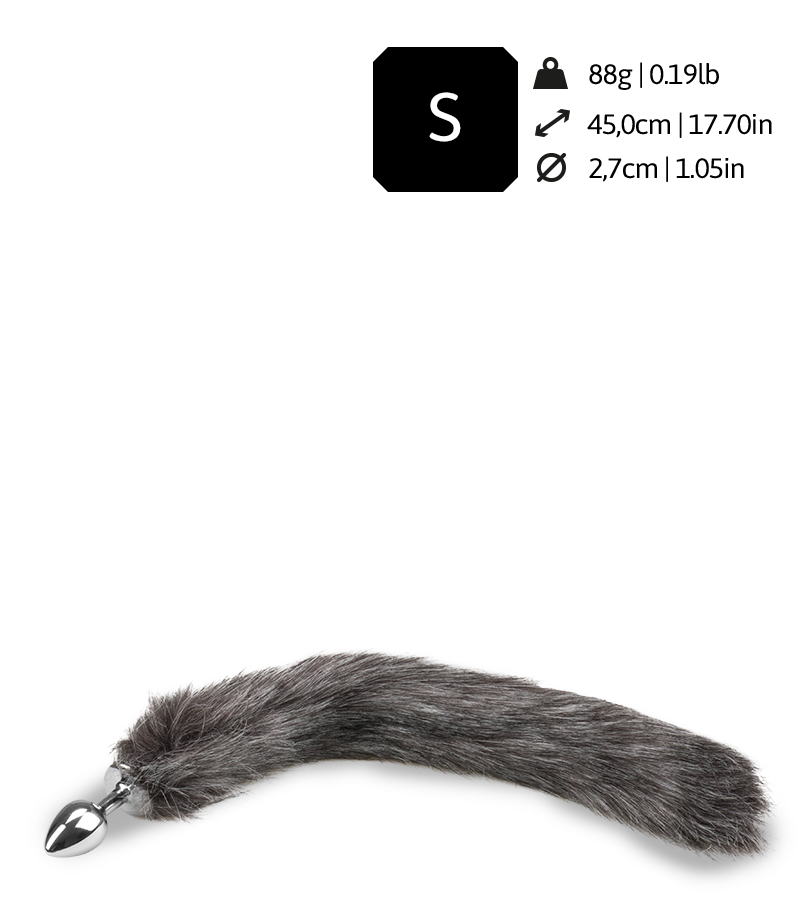 Schwanz-Buttplug mit grauem Wolfschwanz